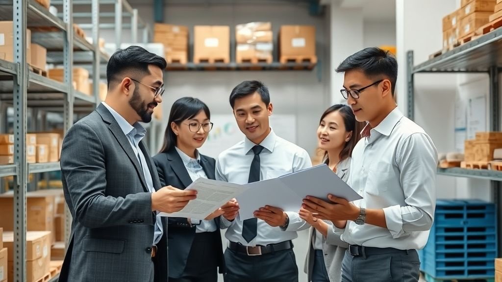 {"prompt":"A modern export office team in China discussing product samples near metal warehouse shelves. Professionals reviewing documentation and physical goods in a clean, well-lit workspace. Business-casual attire, logistics charts in background, professional B2B setting.","originalPrompt":"A modern export office team in China discussing product samples near metal warehouse shelves. Professionals reviewing documentation and physical goods in a clean, well-lit workspace. Business-casual attire, logistics charts in background, professional B2B setting.","width":1024,"height":576,"seed":42,"model":"flux","enhance":false,"nologo":true,"negative_prompt":"worst quality, blurry","nofeed":false,"safe":false,"quality":"medium","image":[],"isMature":false,"isChild":false}